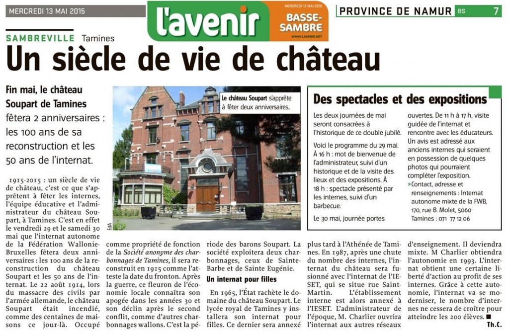 L'Avenir du 13/05/2015