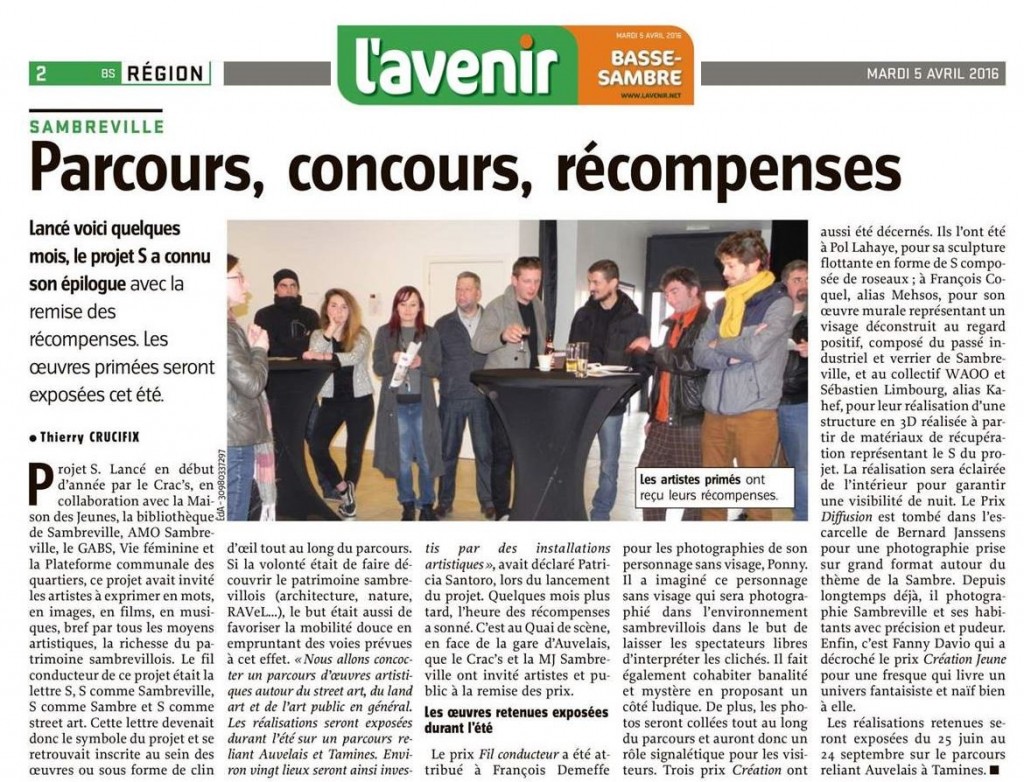 L'Avenir du 05/04/2016 présente les 6 artistes